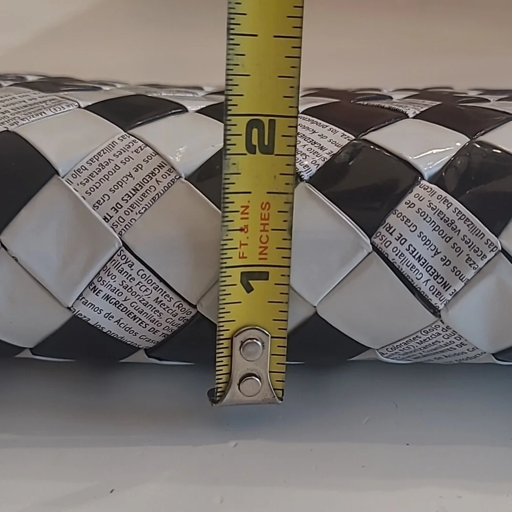 Nahui Olli Checkered Zip Top Wristlet Recycled Candy Wrapper Mini Bag